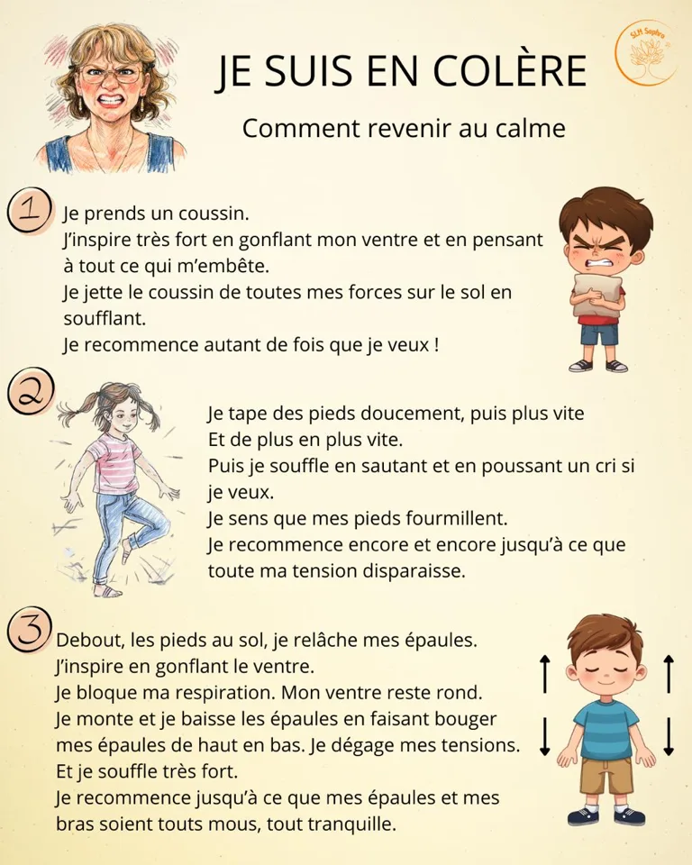 Fiche illustrée : je suis en colère, comment revenir au calme